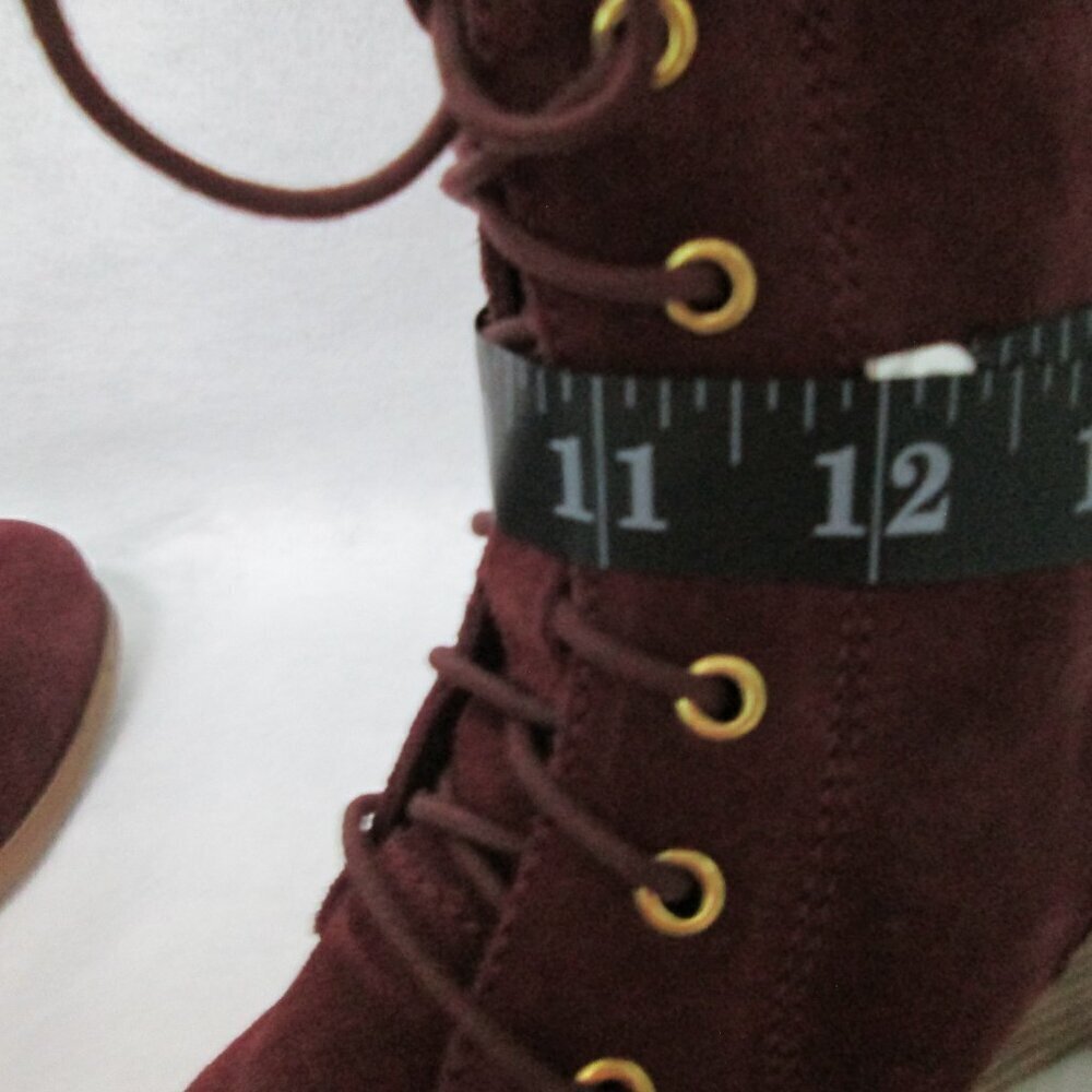 Diba Blake Suede Leather Lace-Up, Side Zipper Wedge Booties-Burgandy-Various-NWT - Picture 13 of 15